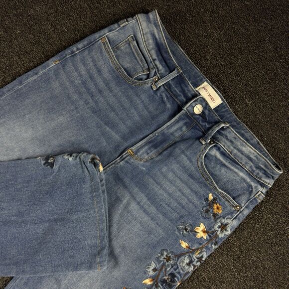 DRIFTWOOD Denim - Driftwood Kelly Floral Embroidered Jeans Womens 27 X 33 Blue Bootcut Hippie Boho